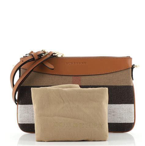 burberry peyton canvas check crossbody bag clutch saddle brown|Women’s Designer Crossbody Bags .